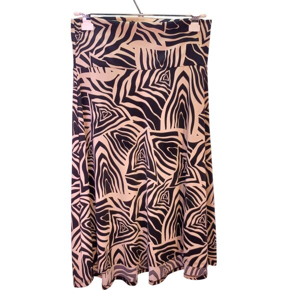 VTG LuLaRoe Maxi Skirt Black & Beige Abstract Print Fold-Over Waist Size Medium - Picture 2 of 6